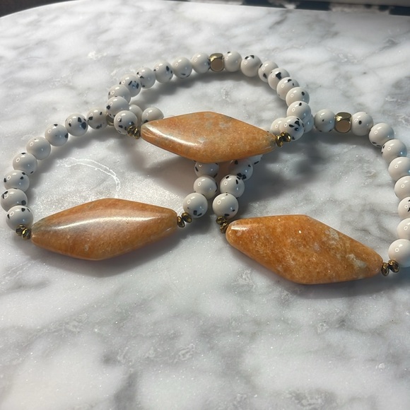 Dalmatian Jade & Orange Aventurine bracelet - Picture 5 of 5